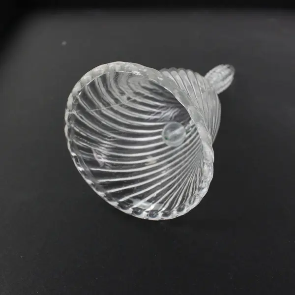 Clear Swirled Glass Decorative Bell 6 Inch Scalloped Edge