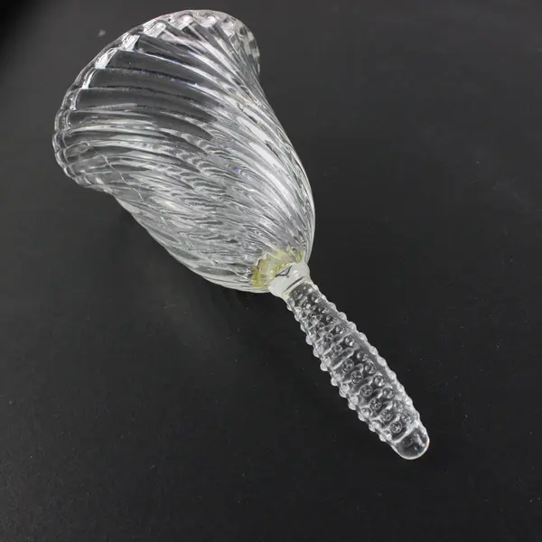 Clear Swirled Glass Decorative Bell 6 Inch Scalloped Edge