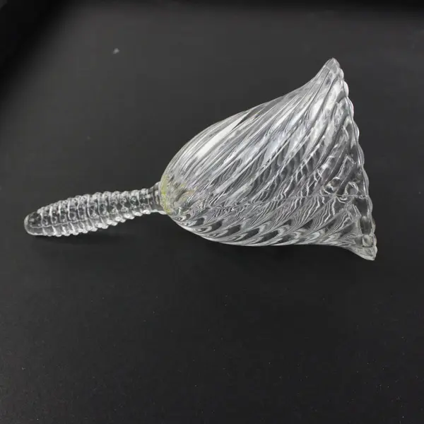 Clear Swirled Glass Decorative Bell 6 Inch Scalloped Edge