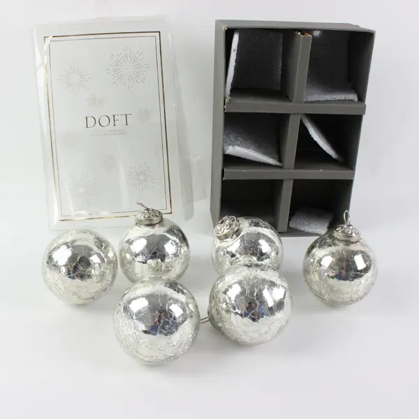 DOFT Decorative Ornament Set 6 Silver Ornaments Boxed