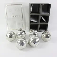 DOFT Decorative Ornament Set 6 Silver Ornaments Boxed
