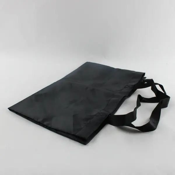 Black Packable Nylon Tote Bag Reusable Shopping Travel Carryall
