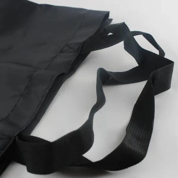 Black Packable Nylon Tote Bag Reusable Shopping Travel Carryall