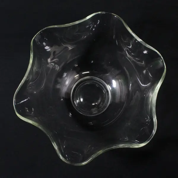 Vintage Clear Glass Square Scalloped Rim Chip Bowl 10 in