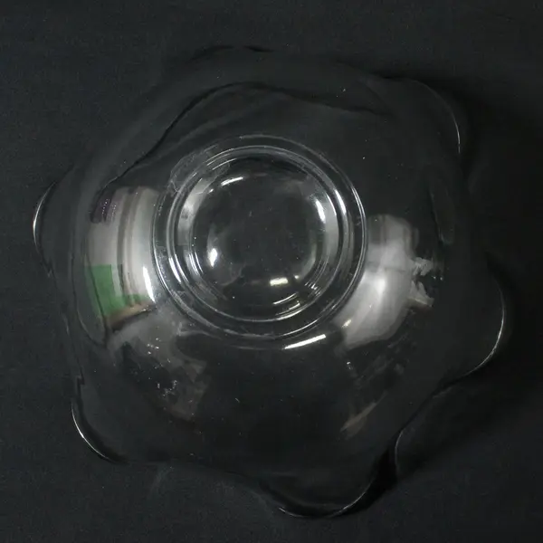 Vintage Clear Glass Square Scalloped Rim Chip Bowl 10 in