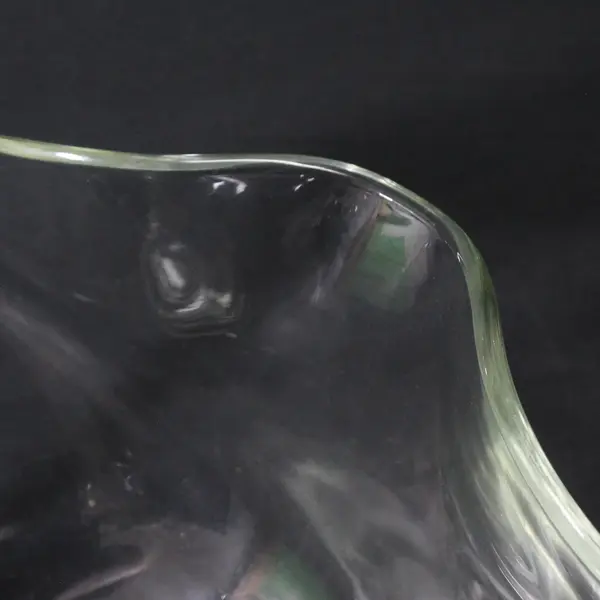 Vintage Clear Glass Square Scalloped Rim Chip Bowl 10 in