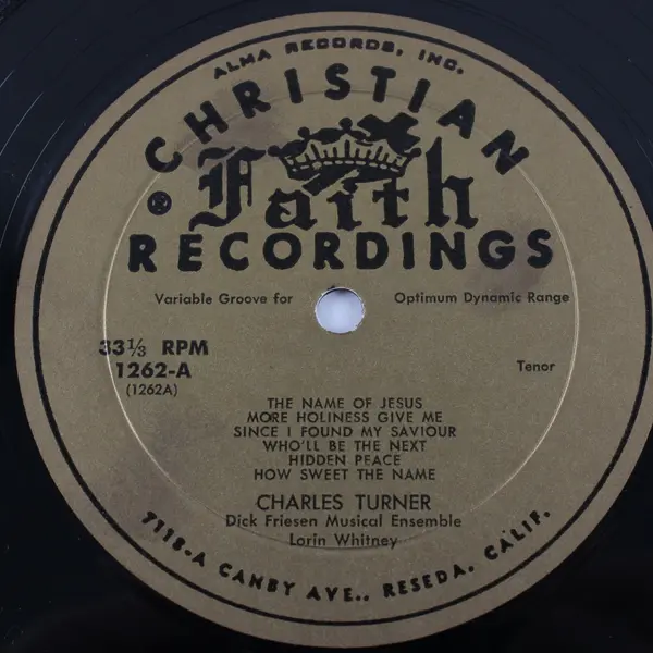 Charles Turner Hymns & Gospel Songs Tenor 12" LP Christian Faith Recordings 1262