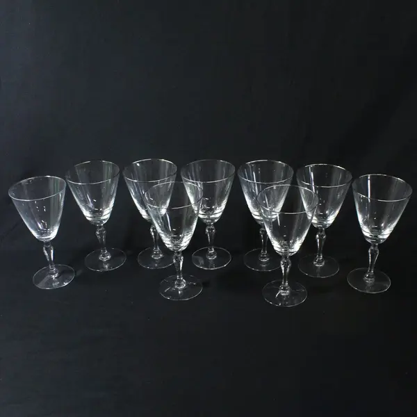 Lot of 9 Fostoria Engagement Clear Glass Water Goblets 7" 