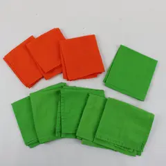 Lot of 9 Bright Orange and Green Cloth Napkins FLAWED