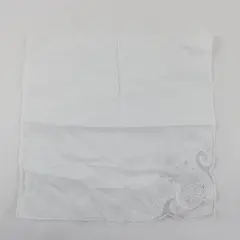 Vintage White Floral Embroidered Cutwork Handkerchief 11x11 Inches
