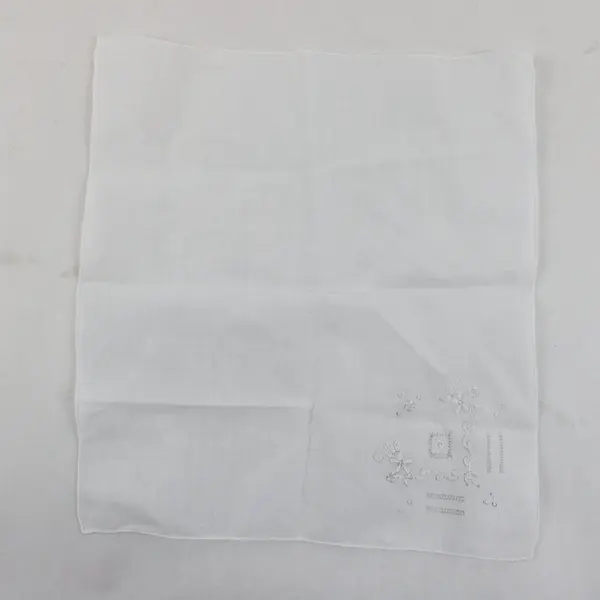 VTG White Handkerchief Floral Embroidered Cutwork