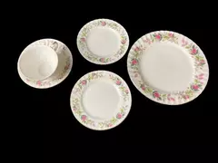 Vintage 5 pc Place Setting Creative Fine China Regency Rose Floral Gold Gilt