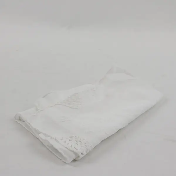 Set of 2 Vintage Floral Embroidered Sheer White Handkerchiefs