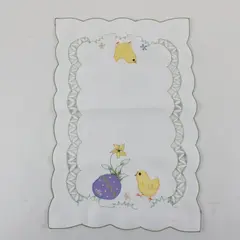 Baby Chick Embroidered Easter Springtime Doily 11"x16.5"