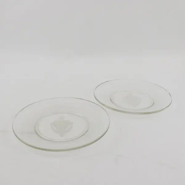 Set of 2 Avon Plates Vintage Etched Glass Holiday Victorian Door Knocker 8"