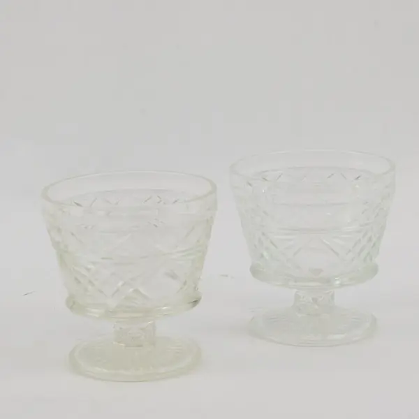 Set of 2 Hazel Atlas Vintage Cut Crystal Sherbet Bowls Clear 3.5"
