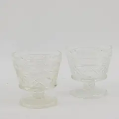 Set of 2 Hazel Atlas Vintage Cut Crystal Sherbet Bowls Clear 3.5"