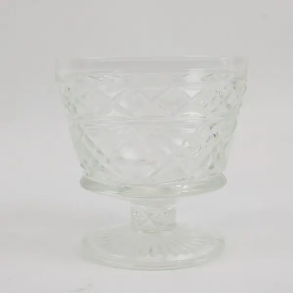 Set of 2 Hazel Atlas Vintage Cut Crystal Sherbet Bowls Clear 3.5"