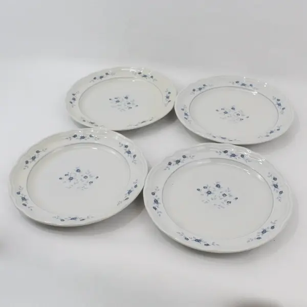 Set of 4 Pfaltzgraff Poetry Blue Rose Glossy Dinner Plates  10.5"