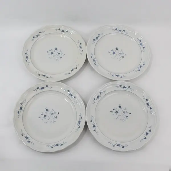 Set of 4 Pfaltzgraff Poetry Blue Rose Glossy Dinner Plates  10.5"