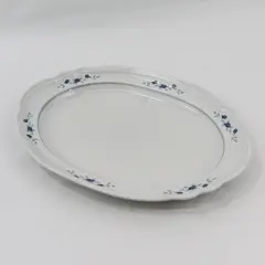 Pfaltzgraff Poetry Glossy Oval Serving Platter Blue Roses 14.5"