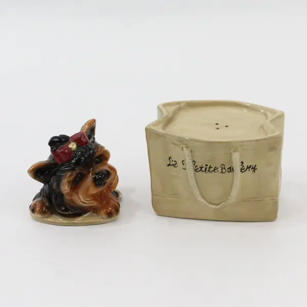 Vintage Big Sky Canine Le Petite Bakery Yorkie Salt Pepper Shaker Set