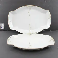 Lot of 2 Vintage Heinrich & Co Floral Gold Bavarian Porcelain Platters