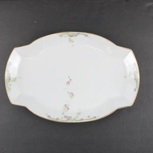 Lot of 2 Vintage Heinrich & Co Floral Gold Bavarian Porcelain Platters
