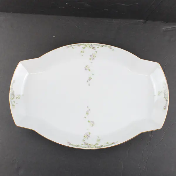 Lot of 2 Vintage Heinrich & Co Floral Gold Bavarian Porcelain Platters