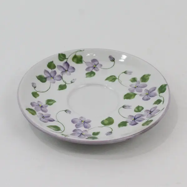 Andrea by Sadek Ceramic Violet Floral Saucer 6.75 Inch
