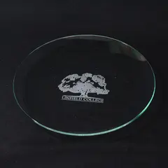 Linfield College Etched Oak Tree Glass Salad Plate 8 Inch
