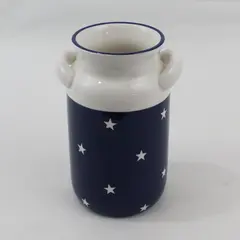 Crescent Enterprises Cobalt Blue And White Milk Jug Jar Vase White Stars