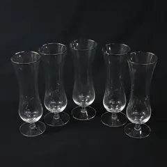 Vintage Set of 5 Hurricane Cocktail Glasses Platinum Rim Clear Glass