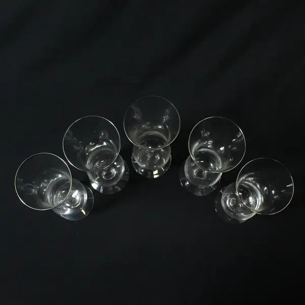Vintage Set of 5 Hurricane Cocktail Glasses Platinum Rim Clear Glass
