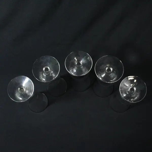 Vintage Set of 5 Hurricane Cocktail Glasses Platinum Rim Clear Glass