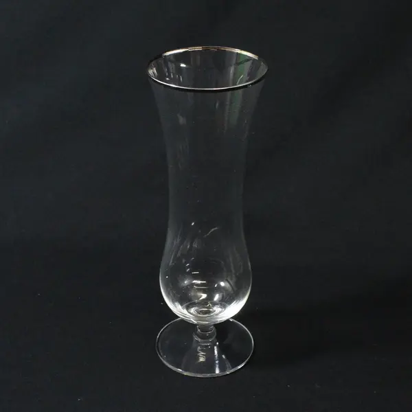 Vintage Set of 5 Hurricane Cocktail Glasses Platinum Rim Clear Glass