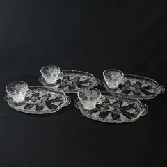 8 Piece Anchor Hocking Clear Grape Snack Trays with Matching Cups