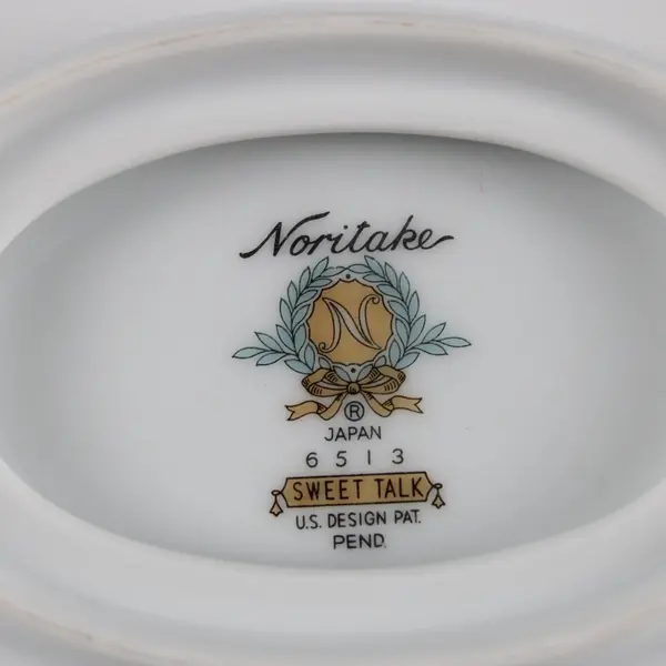Vintage Noritake Sweet Talk Gravy Boat and Underplate with White Roses