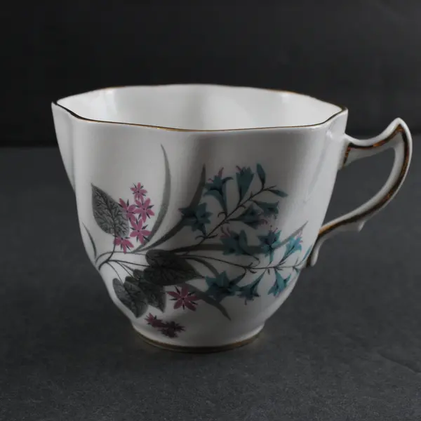Crown Staffordshire Vintage Bluebell Mauve Bouquet Bone China Tea Cup Saucer