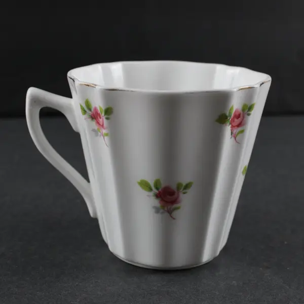 Vintage Unbranded Fine English Bone China Pink Rose Teacup & Plate Set