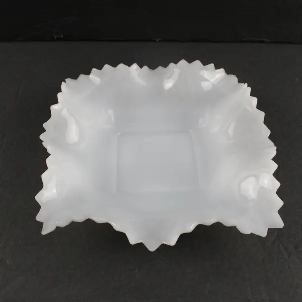 Vintage Indiana Glass Company White Milk Glass Diamond Point 7" Candy Dish