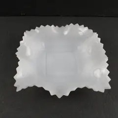 Vintage Indiana Glass Company White Milk Glass Diamond Point 7" Candy Dish