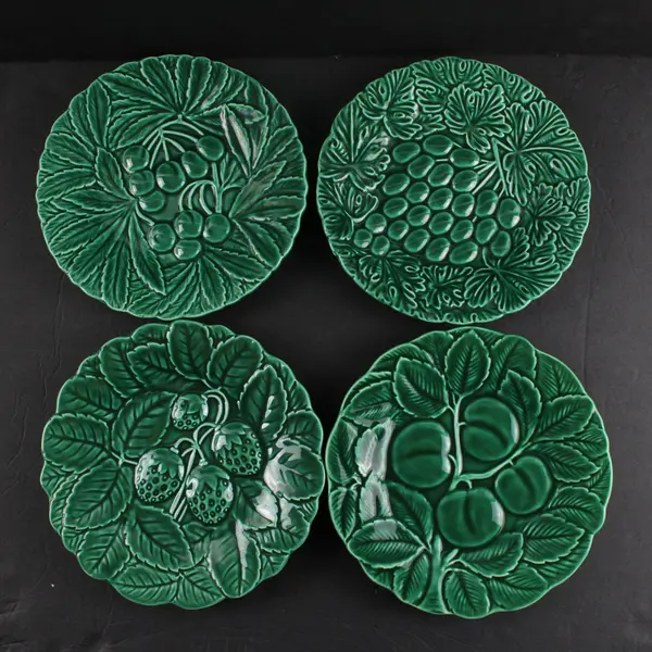 Vintage Shafford Fruit du Jour Set of 4 Green Fruit Salad Plates 1987 8.25"