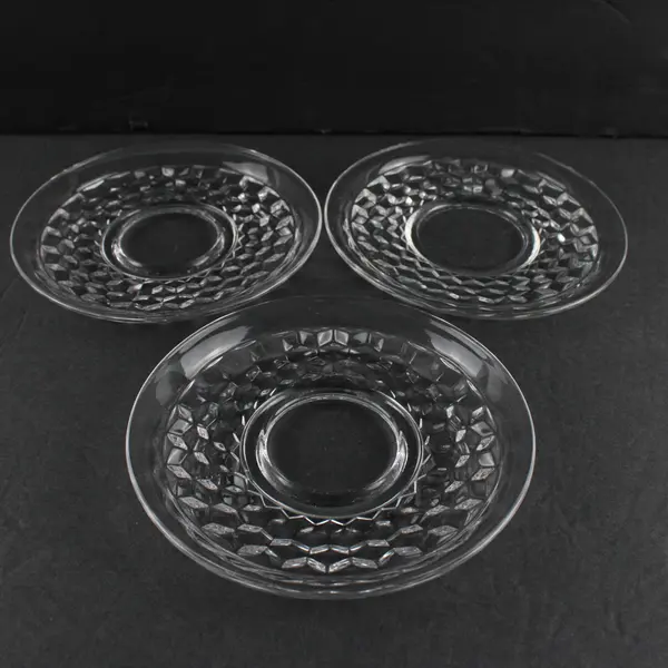 Lot of 3 Vintage Fostoria Glass Company Clear Glass Saucer American Pattern 5.8"