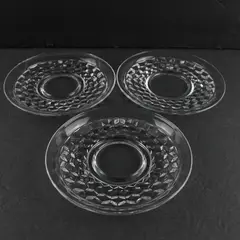 Lot of 3 Vintage Fostoria Glass Company Clear Glass Saucer American Pattern 5.8"