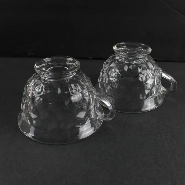 Lot of 2 Fostoria American Stem 2056 Clear Glass Tea Cups 2.75in
