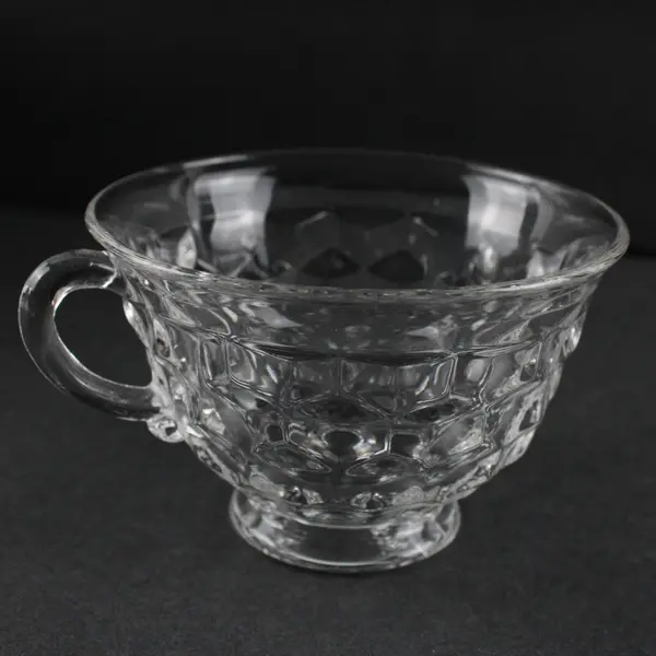 Lot of 2 Fostoria American Stem 2056 Clear Glass Tea Cups 2.75in
