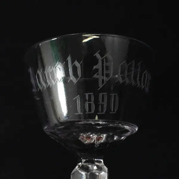 Antique Duncan & Miller Windsor Cordial Glass Etched Jacob Patton 1890