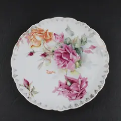 Antique Jaeger & Co. Malmaison Dawdin Signed Cabbage Roses Porcelain Plate 8.5"