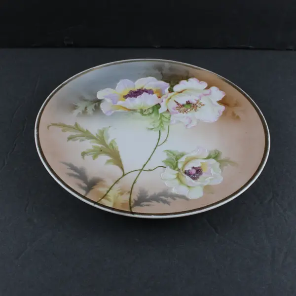 Antique Three Crown China Hand-Painted Flowers and Gold Rim Decorative Plate 8"